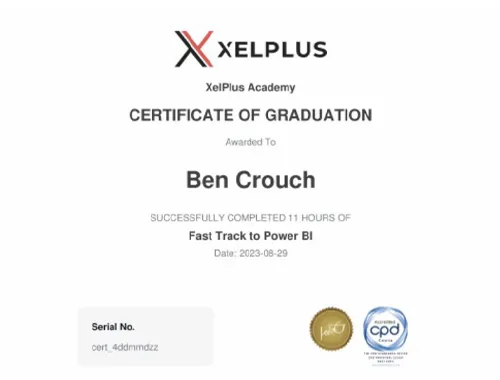 Power BI Certificate of completion