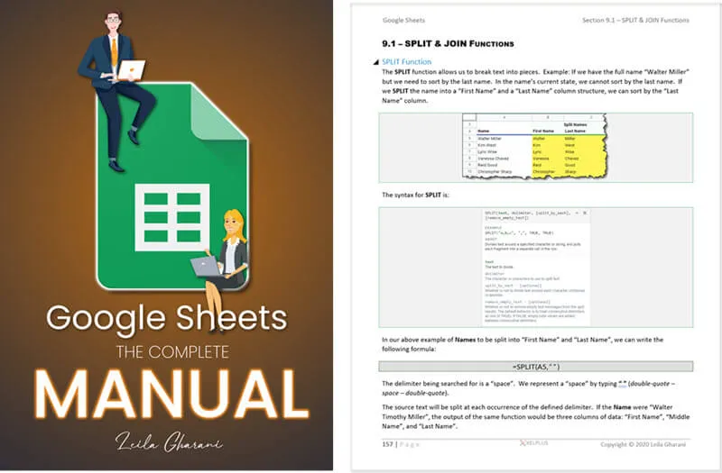 Manual for XelPlus Google Sheets Comprehensive Course.