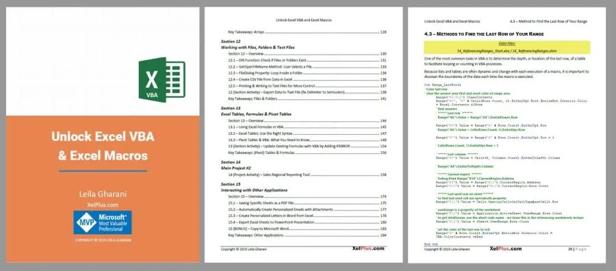 VBA Code book for this Comprehensive Excel VBA and Macro Training